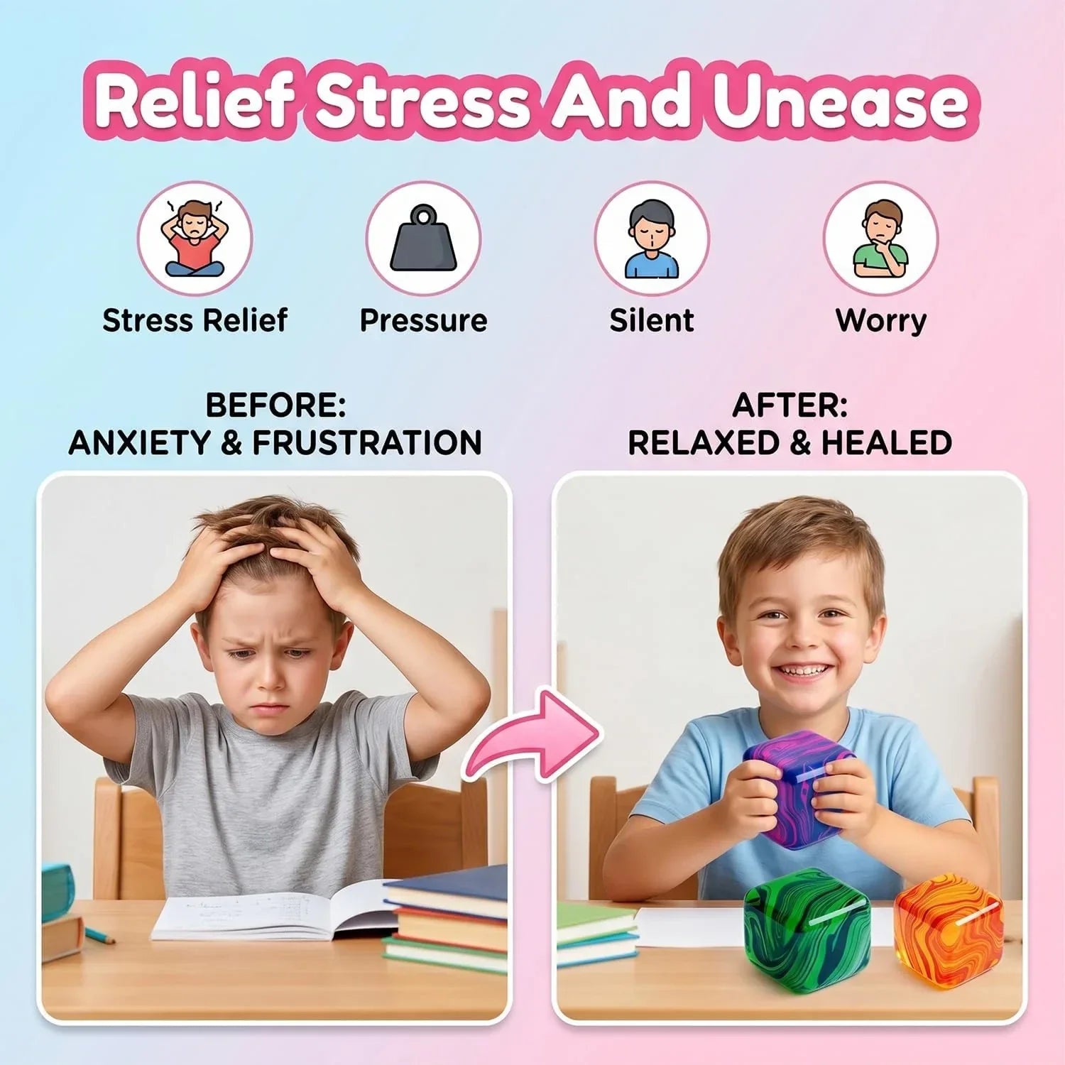 LAHAND 4 Pack Slow Rising Stress Cube,Ice Cube Squishy for Anxiety Stress Relief, Soft Squishy Toys for Party Favors Gifts Classroom Prizes