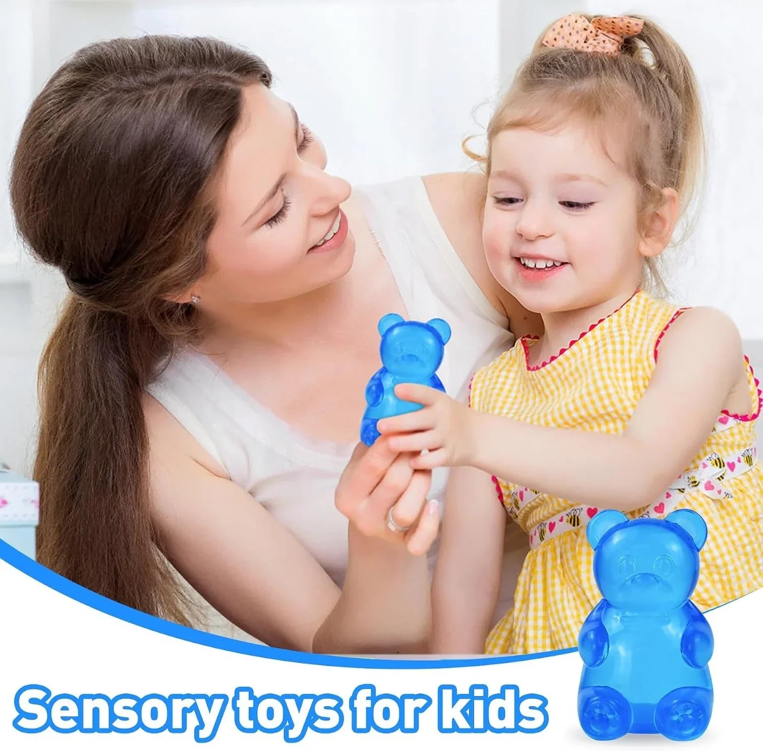 Gummy Bear Squishy, Stress Bear Taba Squishy, Taba Squishy Toys for Kids, Stress Balls Valentines Day Gifts Birthday Gifts Party Favors-Blue