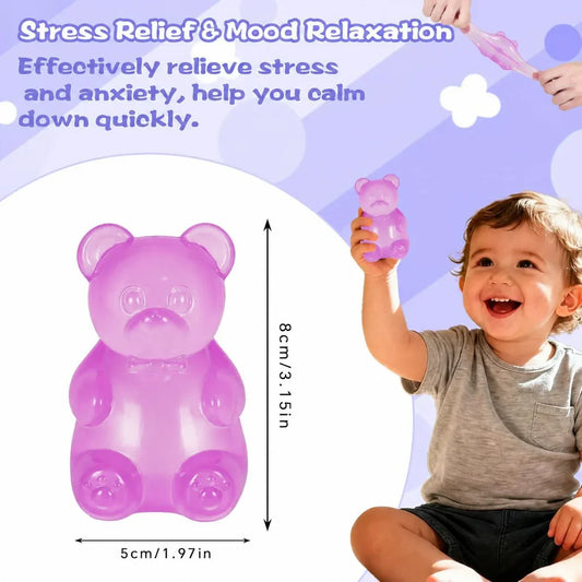 Gummy Bear Squishy Toy for Kids Ages 3+, Slow Rising Soft Foam Bear Squeeze Toy for Boys, Girls & Adults, Cute Sensory Bear Toy, Birthday & Valentine’s Day Gift(Purple)