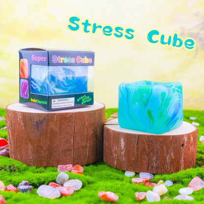 Fidget Toys Squishy Stress Cube, Stress Balls for Kids Adults Squishies Stress Relief, Ice Squishy Cube Sugar Balls, High Density Squeeze Balls for Students Calming