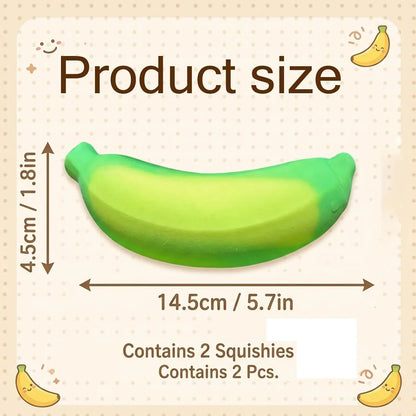 2 PCS Banana Squishy Set, Temperature-Sensitive Color Changes from Green to Yellow，Squishy Banana with Thermo-Responsive Surface for Desk Display and Everyday Handling