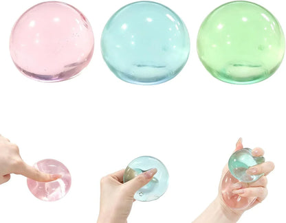 3 Pack Stress Relief Squishy Balls - Soft Squeeze Sensory Toy for Adults, Office Desk Fidget Toys for Tension Relief - Large Maltose Water Ball for Relaxation & Focus, Aesthetic Desk Accessories
