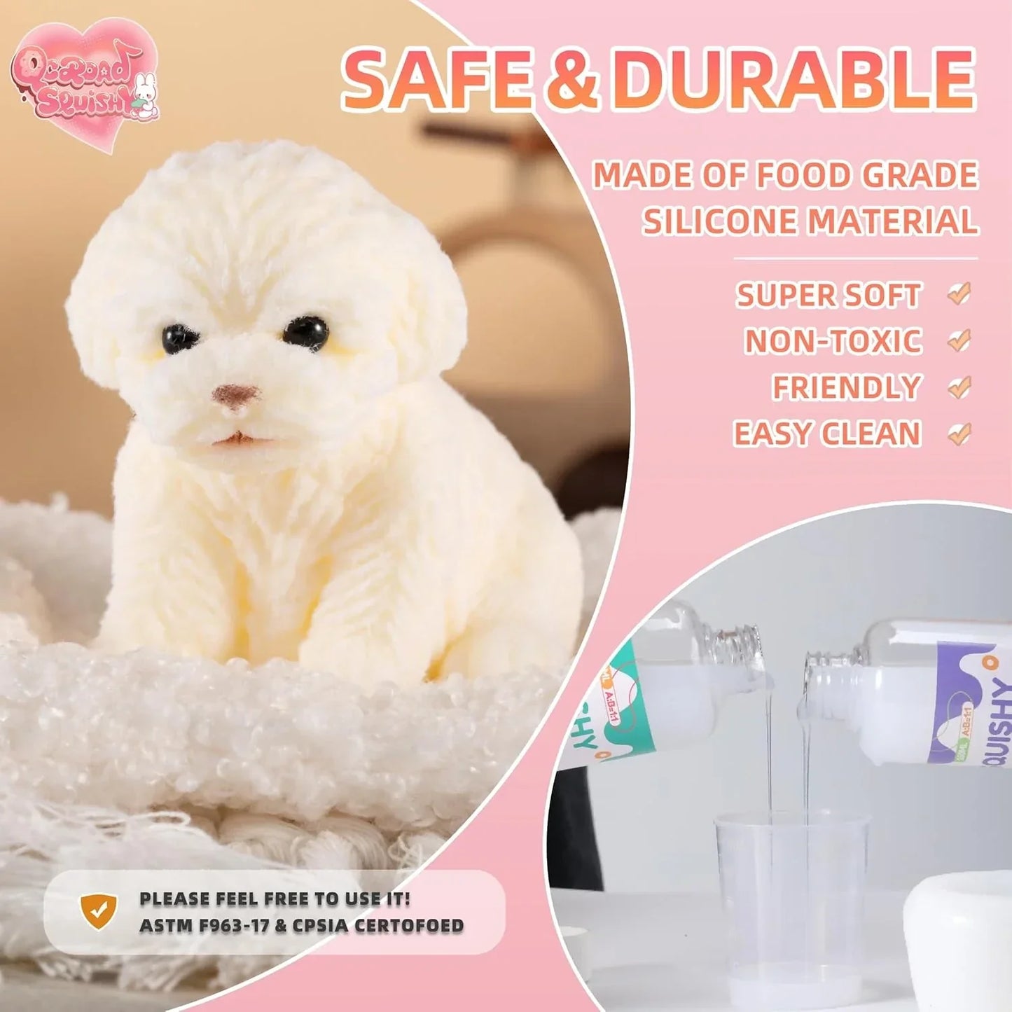 Puppy Taba Dog Squishy - Ultra Soft Silicone Dog Squishy, Handmade Stress-Relief Toys for Kids & Adults, Non-Toxic Squeeze Toys for Relaxation & Sensory Play