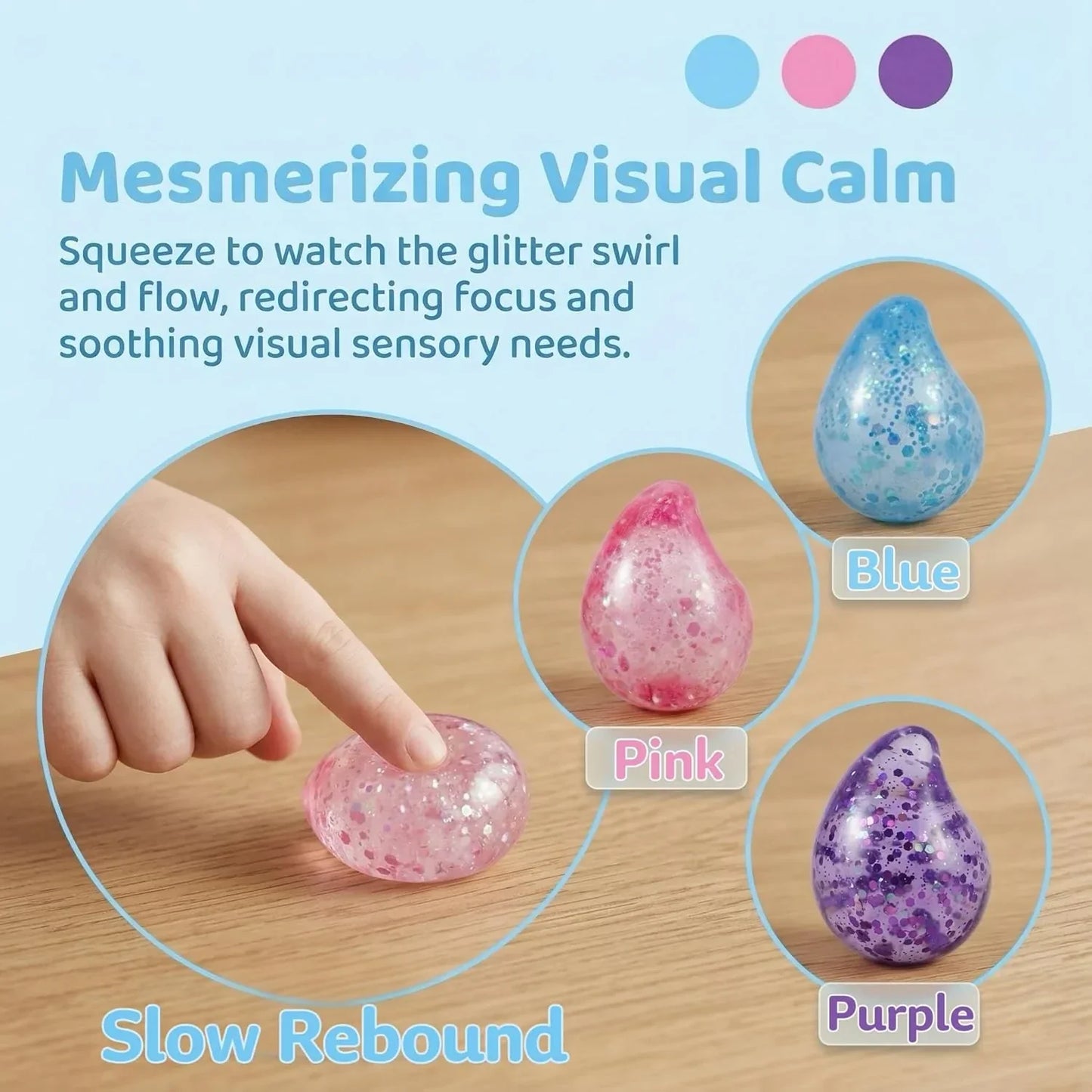 Pink Drop Squishies Sugar Stress Ball, Soft Slow Rise Sugar Fidget Toy, Squishy Squeeze Sensory Stress Ball Fidget Toy for Relaxing, Quiet Classroom Prizes & Easter Basket Stuffers
