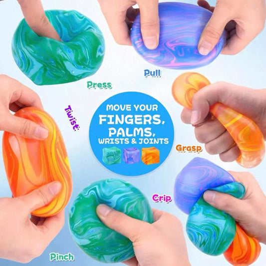 Swirl Stress Cube Squishy Toys, Slow Rebound Squishy Fidget Toy for Adults, Unique Swirling Color Mixing, Slow Rising Sensory Toys for Anxiety Stress Relief (Orange)
