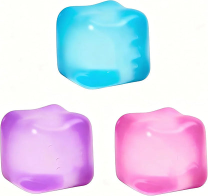 Relief High Density Ice Squeeze Ball, Ice Cube SqueezeToy,Adults Sensory Fidget for Stress Relief,Focus (Pink)