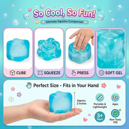 Nice Stress Cube, Squishy Fidget Toy Cubes, Slow Rising Squeeze Cube Balls, Non-Sticky Desk Toy for Relaxation & Focus for Adults, Blue