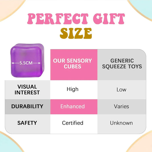 A Set of 4 Compression Squeezing , Soft Stress-Relieving Toys, Four-Color Textured Toys that Help Relieve Anxiety, and a Portable Cubic Squeezing Toy that Helps Concentrate and Relax the Body.