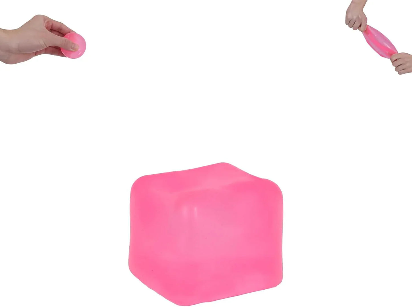 Ice Cube Squishy Toy 3.5cm (1.38") – Gel-Filled Slow Rising Squeeze Cube for Kids Ages 3+ & Adults, Mini Sensory Desk Toy for Classroom Rewards, Party Favors & Everyday Play (Pink) - US 2817