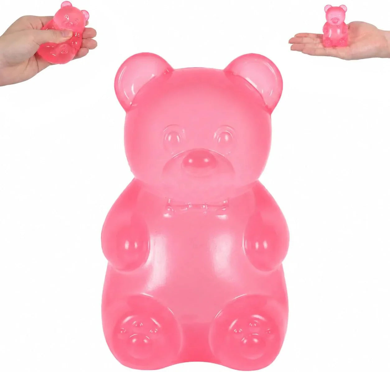 Bear Squishy Toy for Kids Ages 3+ & Adults, Slow Rising Gummy Bear Squeeze Toy, Soft High-Density Foam Sensory Bear for Desk, Classroom, Home & Office(Pink) - US 6555