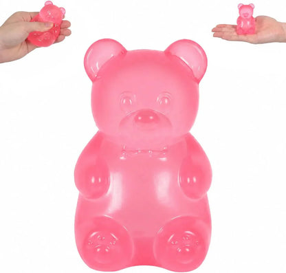 Bear Squishy Toy for Kids Ages 3+ & Adults, Slow Rising Gummy Bear Squeeze Toy, Soft High-Density Foam Sensory Bear for Desk, Classroom, Home & Office(Pink) - US 6555