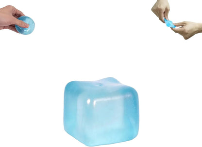 Ice Cube Squishy Toy 3.5cm (1.38") – Gel-Filled Slow Rising Squeeze Cube for Kids Ages 3+ & Adults, Mini Sensory Desk Toy for Classroom Rewards, Party Favors & Everyday Play (blue) - US 2762