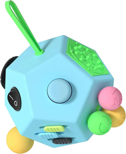 Fidget Dodecagon-12 Sided Fidget Toy Stress Relief Cube for Children and Adults, Silent Compact Classroom Gifts Stocking Stuffers for Teen Boys, Kids(B3 Blue Sky) - US 6383