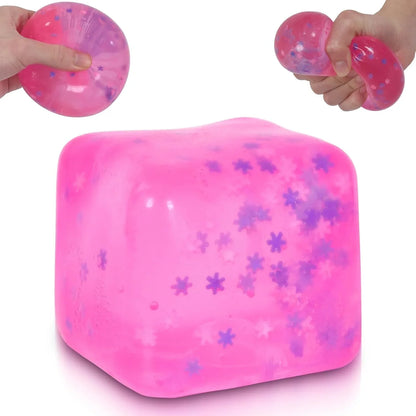Snowflake Ice Cube Squishy Toy, Big Size 7cm Stress Relief Fidget Toys for Adults, Sensory Squishy Toys for Anxiety Relief and Focus, Soft Slow Rise Squeeze Toy for Stress (Pink) - US 3856