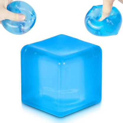 Ice Cube Squishy Stress Ball,1.98"*1.98" Medium Squishy Cube Fidget Toy, Ice Cube Pieces Silent Nice Square Shape Anxiety Sensory Squishy Fidget Toy Slow Rise, Classroom Prizes, Calming(Blue) - US 9723