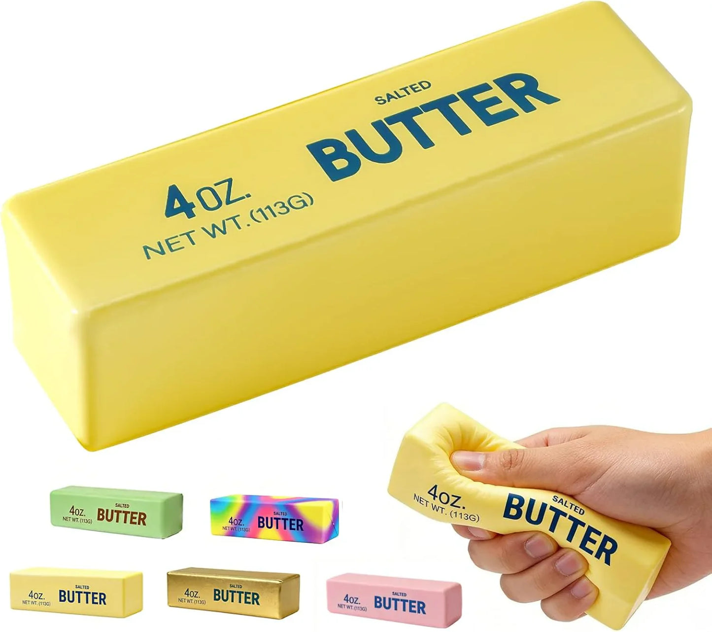 Butter Squishy, Soft Scented Fidget Squishy, Butter Squishy Toy, Cream Scented Butter Squeeze Toy，Slow Rising Butter Stick Stress Relief Toy for Relaxation,Office Desk Decor (Yellow) - US 9149