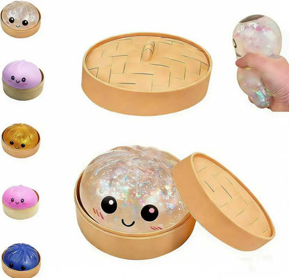 Dumpling Squishies,Glitter Dumpling, Glitter Squishy with Box,Easter Basket Stuffers (White) - US 1675