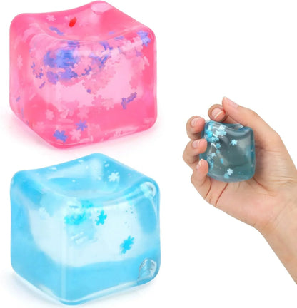 Gretex Fidget Toy for All Ages: 2 Pack Soft Sensory Fidget Ice Cube Stress Ball Squishy Cube Stress Relief Toys for Kids, Teens and Adults Party Favors, Birthday Gift for Kids Age 3+ - US 5145