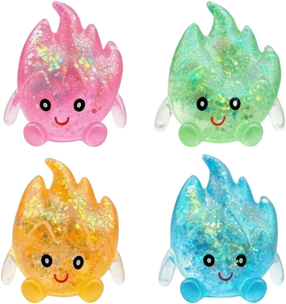 TREBIN Squid Water Drop Squishy Stress Ball, Slow Rising Malt Sugar Fidget Toy, High Resilience Sensory Toy for ADHD Autism, Sparkly Jellyfish Design Droplet Squeeze Toy for Focus (Random Flame Shape) - US 6881