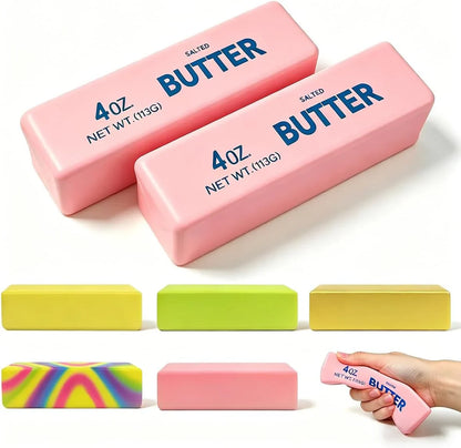 2 Pack Butter Squishy Toys Slow Rising Soft Squeeze Toy Stress Relief Fidget Toys for Kids Party Favors Birthday Gifts Adults Office Desk Toys (Pink) - US 5748