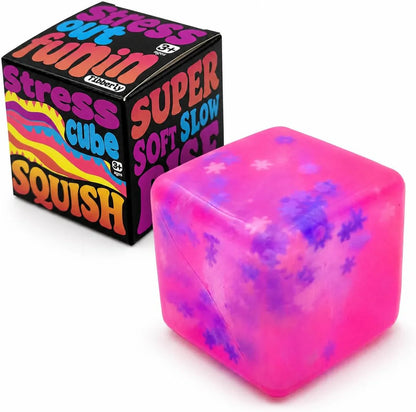 Stress Cube Squishy Toy, 1.97 Inch Slow Rising Fidget Stress Ball with Snowflake Inside, Silent Anxiety Relief Sensory Toy for Adults & Kids, Leakproof Gift-Ready Squeeze Cube - US 1270