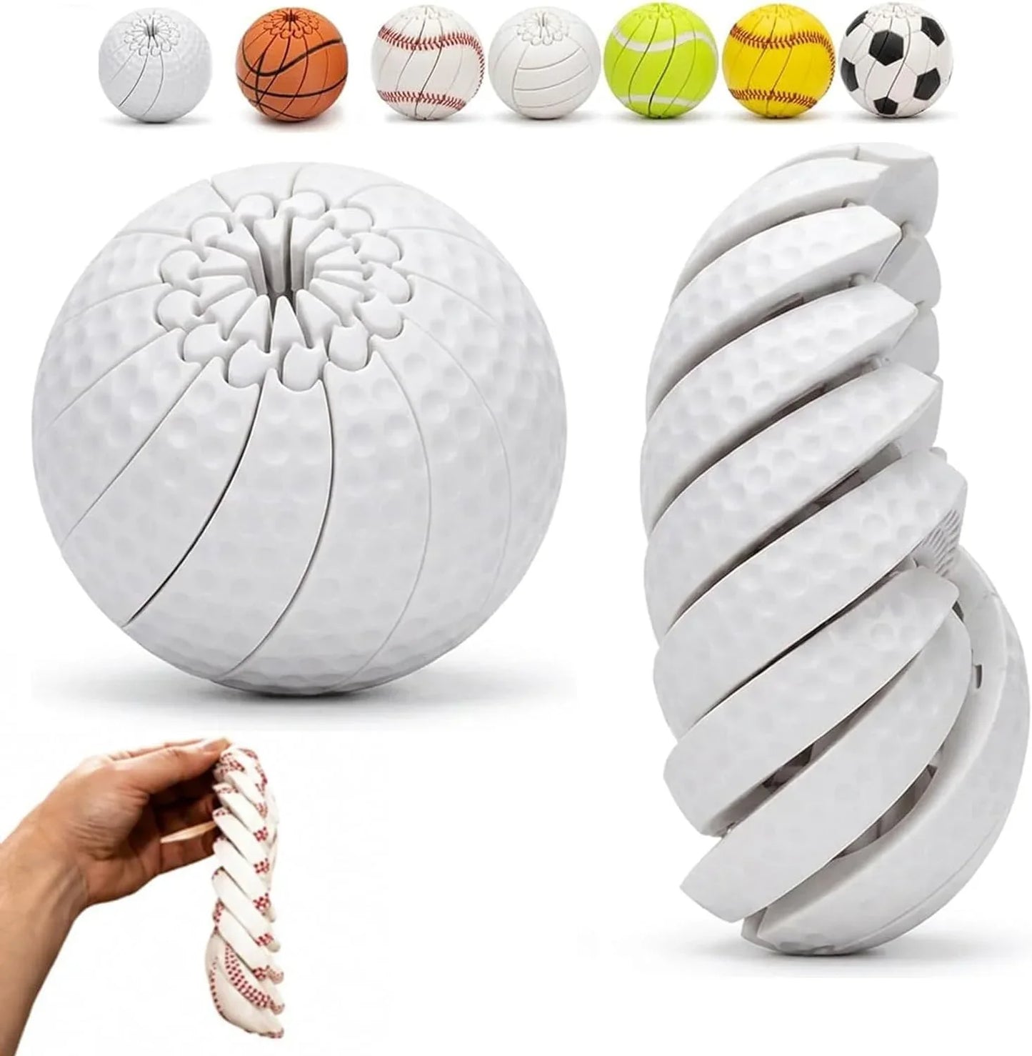Baseball Fidget Ball Toy,3D Printed Twist and Turn Stress Relief Desk Fidget,Relieve Anxiety Handheld Fidget Sphere,Everyday Tool Focus and Calm for Teens & Adults (Golf) - US 7346