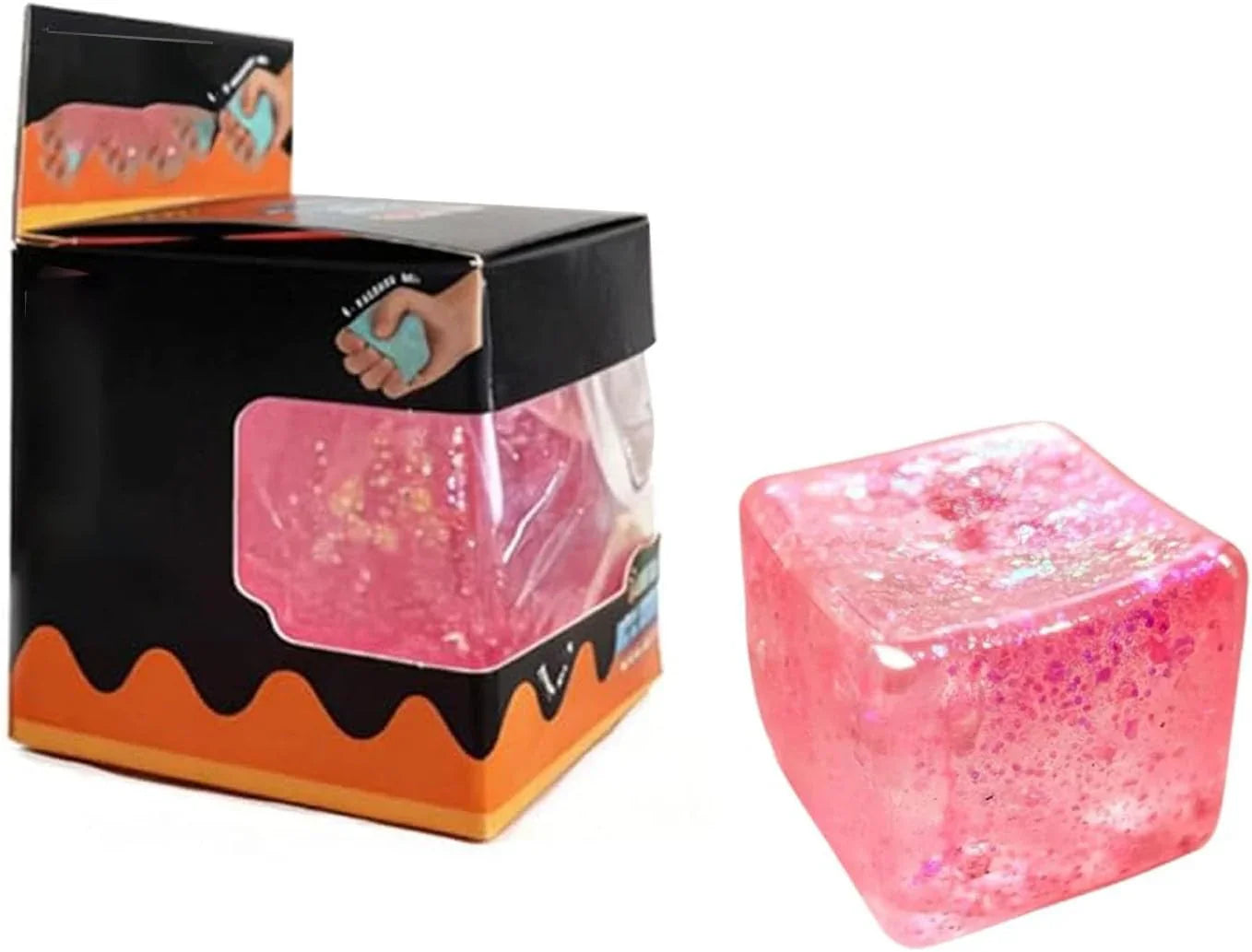 Premium Block Cube Squishy-Squishy Stress Cube,Slow Rise Fidget Cube Squishies Sensory Soft High Density Ice Squeeze Ball Fidget Toy Ice Cube Slow Rise (Pink) - US 3309