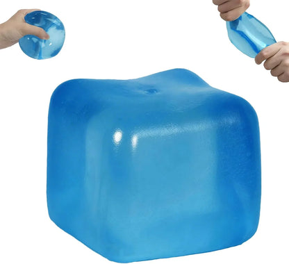 Extra Large Ice Cube Squishy Toy, 7cm (2.75in) Slow Rising Sensory Squeeze Toy for Adults & Kids Ages 3+, Soft TPR Fidget Toy, Durable & Tear-Resistant(Blue) - US 1928