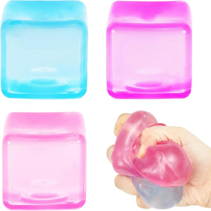 3Pack Ice Cube Stress Ball,Small Cube Fidget Toys,Squishy Cube for Anxiety Relief Stress Reliever,Stress Relief Toys for Adults Kids Children Teens - US 4125