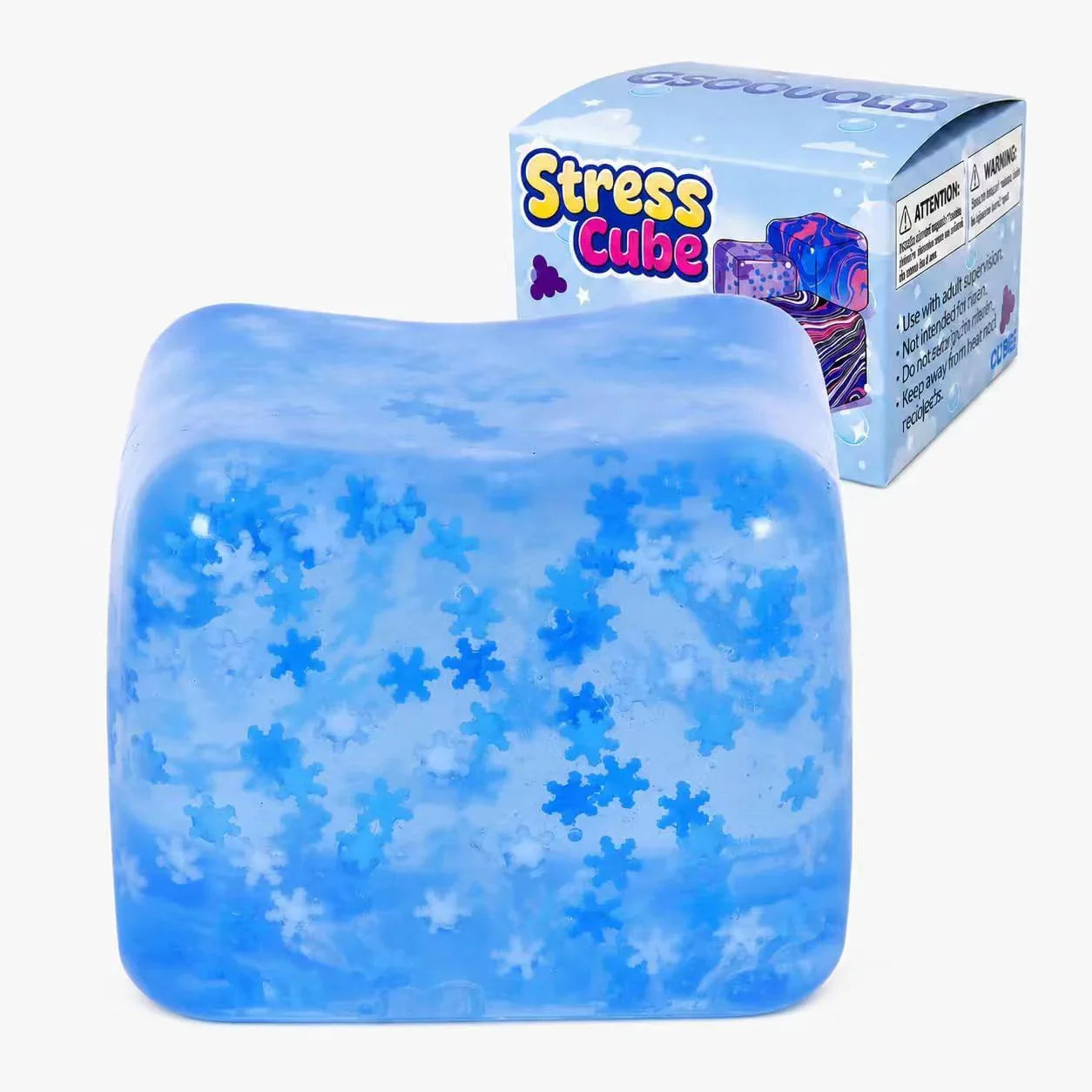 Squishy Ice Cube Fidget Toy 2.75inch/7cm, Sugar Ball Squishy Cube for Kids Adults, Soft Squishies Stress Relief Sensory Toy for Autism, Classroom Prize Toy Party Favor - US 6796