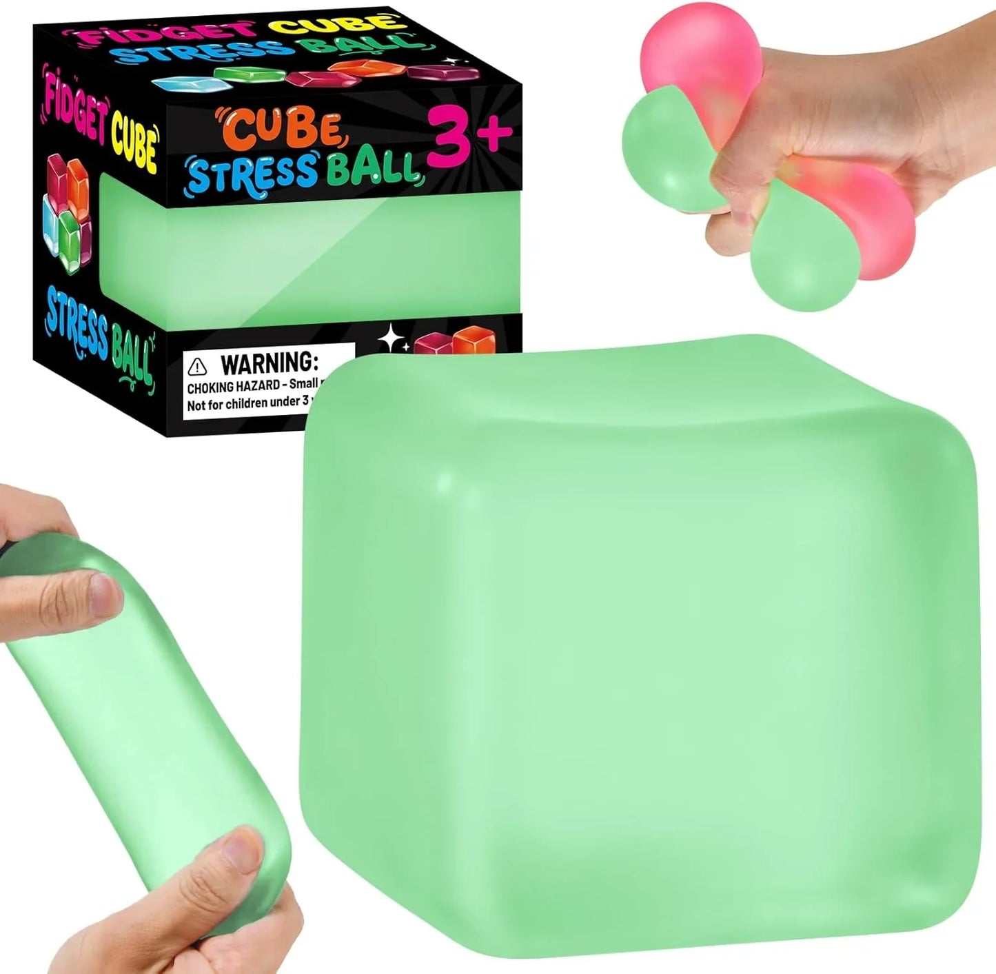 Stress Cube Squishy Fidget Toys, Slow Rising Ice Cube Sensory Stress Balls for Kids Adults Anxiety Relief Squeeze Toy for Classroom Prizes Party Favors (Light Green) - US 1850