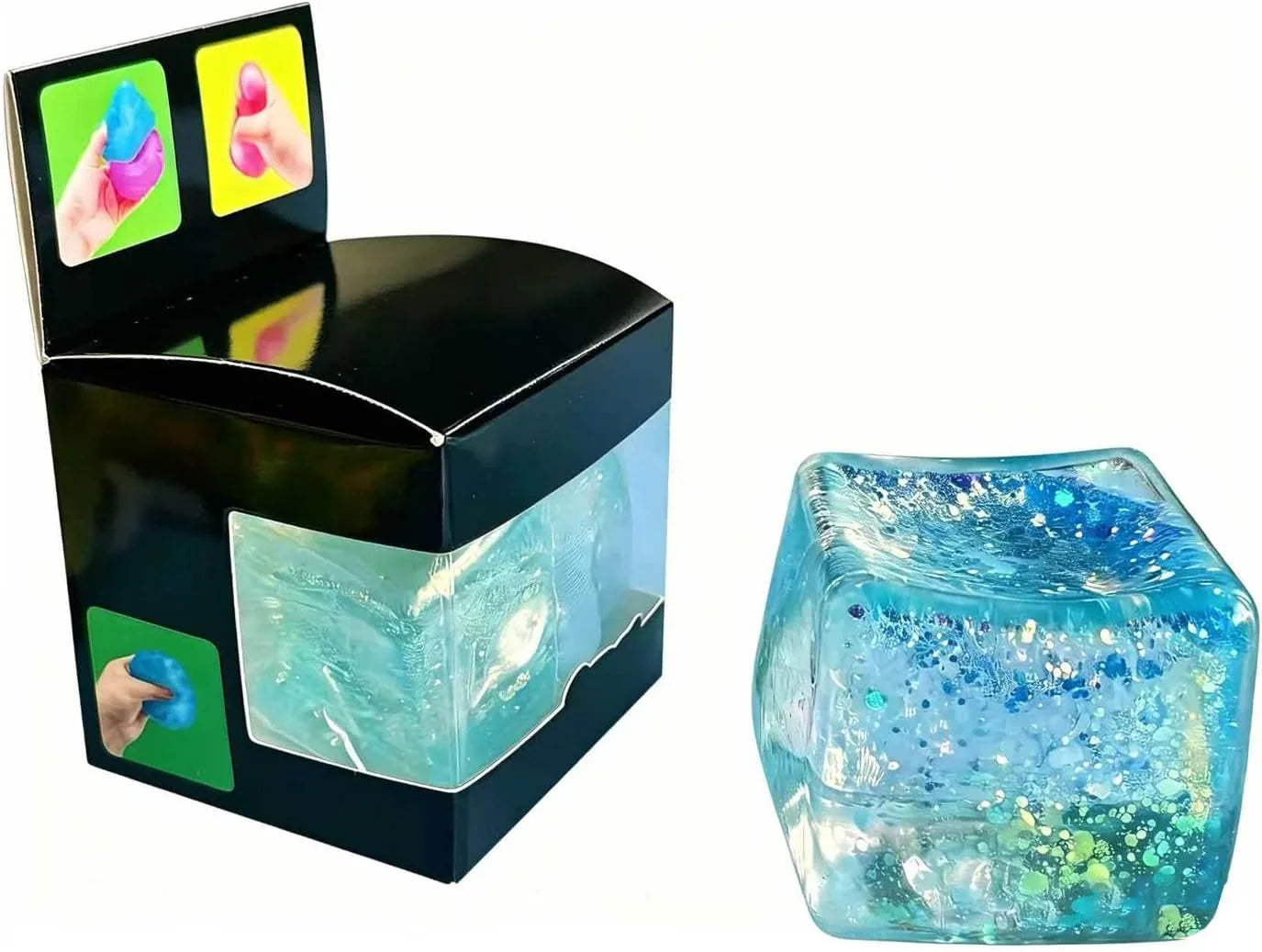 Premium Block Cube Squishy-Squishy Stress Cube,Slow Rise Fidget Cube Squishies Sensory Soft High Density Ice Squeeze Ball Fidget Toy Ice Cube Slow Rise (Blue) - US 5836