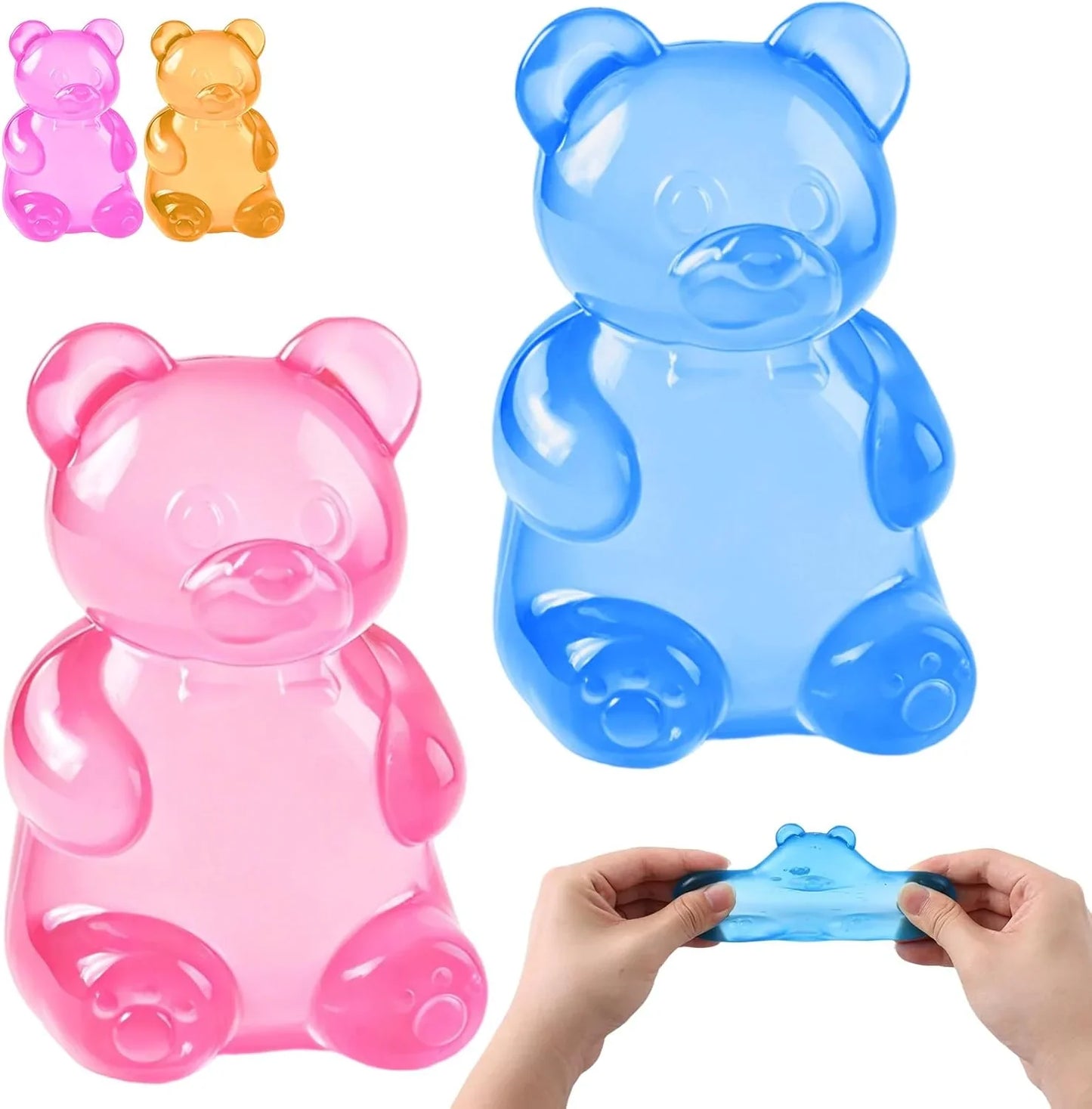 Stress Bear Squishy Balls, Bear Squishy Stress Relief Squeeze Balls, Gummy Bear Squishy for Valentines Day Gifts Birthday Gifts Party Favors (Blue + Pink) - US 9621
