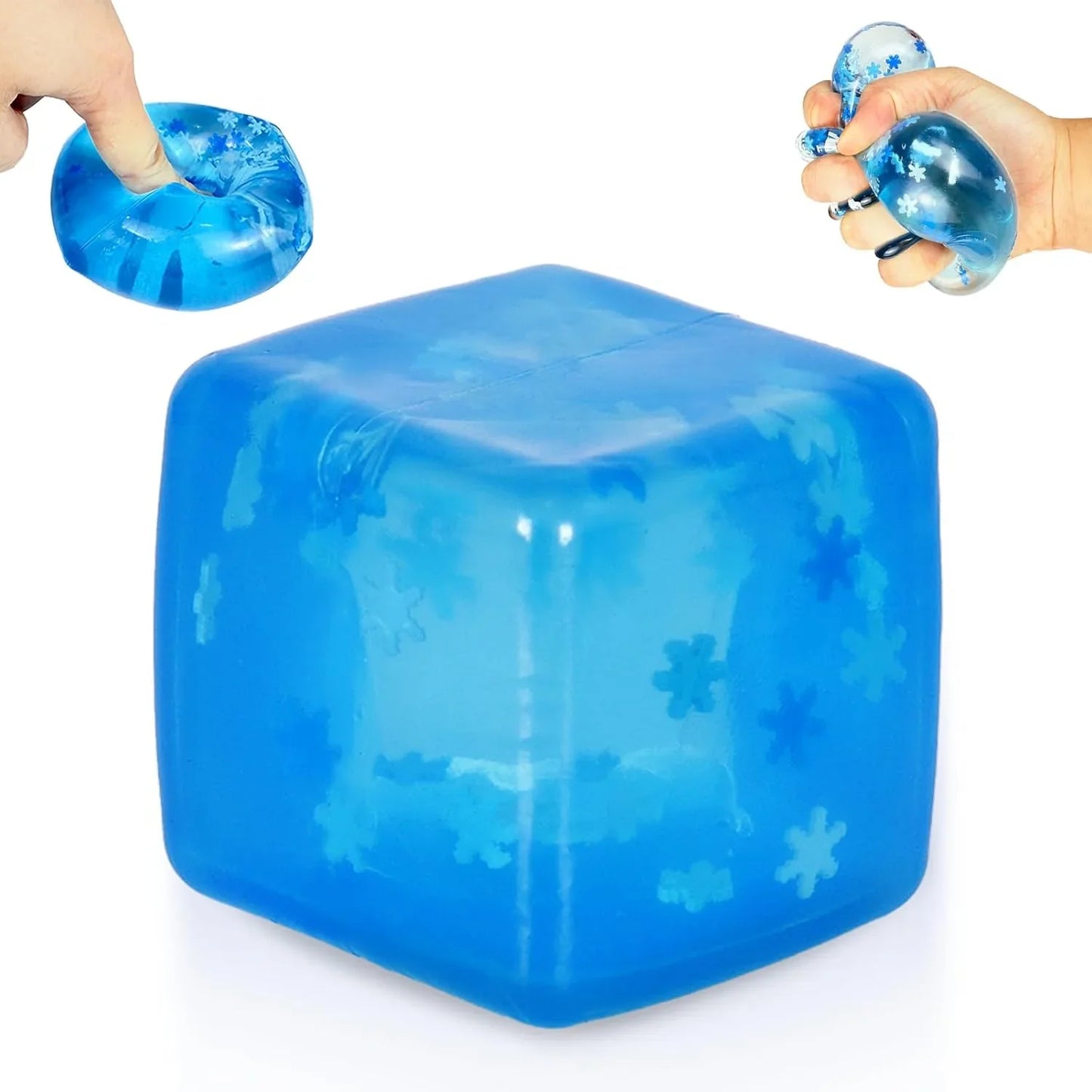 Maltose Squishy Stress Relief Toy, Snowflake Squeeze Ice Cube Fidget, Slow Rising Sensory Stress Ball for Relaxing, Durable TPR Calm Down Toy for Boys Girls Age 3+ (1Pcs, Blue, 1.97inch) - US 1988
