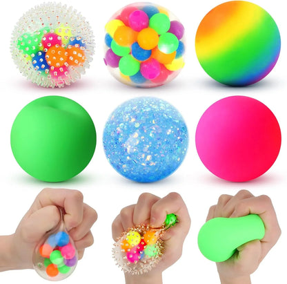 6 Set Squishy Sensory Stress Squeezing Balls forAdults: Best Calming Tool to Relieve Anxiety, Vent Mood and Improve Focus, Easter Basket Stuffers for Kids, Goodie Bag Stuffers - US 3110