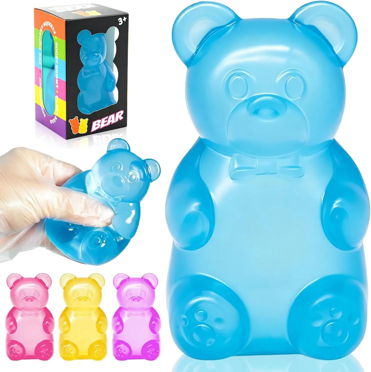 Bear Squishy Toy, Slow Rising Stress Relief Sugar Squeeze Toys for Kids & Adults, High Density Sensory Stress Balls, Stocking Stuffers, Birthday Party Favors, Anxiety Relief Toys for Boys Girls (Blue) - US 5177
