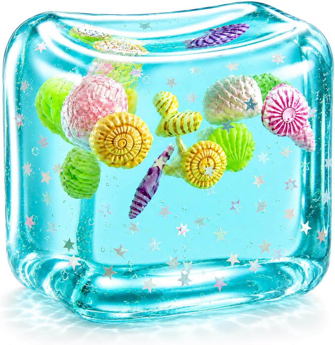 Large Squishy Ice Cube Stress Ball - Slow Rising Maltose Texture Jelly Fidget Toys with Star Glitter - Sensory Squeeze Toy for Anxiety Relief - Desk Gifts for Kids & Adults - US 5716