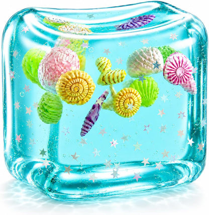 Large Squishy Ice Cube Stress Ball - Slow Rising Maltose Texture Jelly Fidget Toys with Star Glitter - Sensory Squeeze Toy for Anxiety Relief - Desk Gifts for Kids & Adults - US 5716