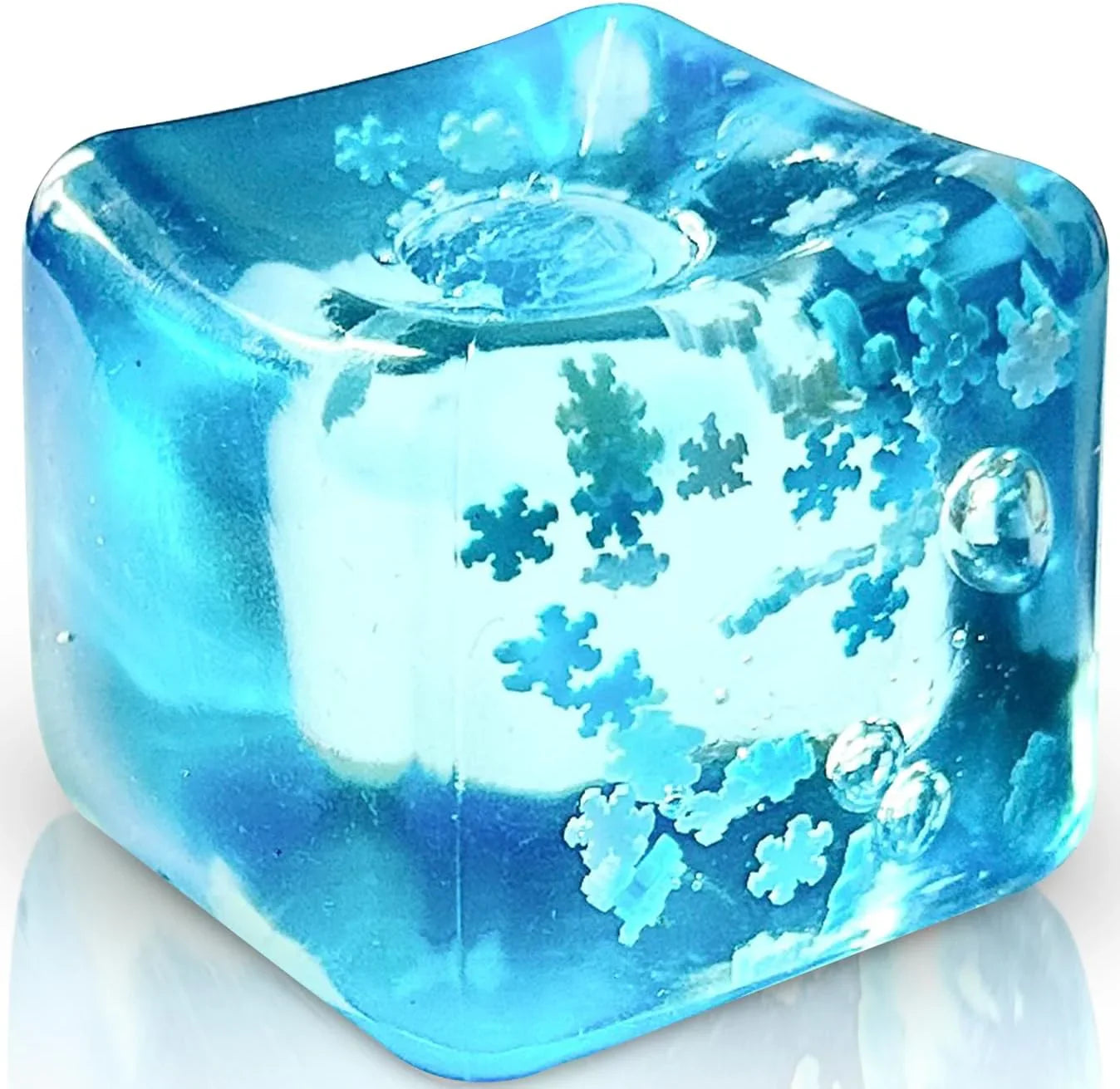 Stress Balls Ice Cube with Snowflakes Inside for Your Best Mellow and Chill, Snow Pieces Silent Nice Square Shape Anxiety Sensory Squishy Fidget Toy Slow Rise, Classroom Prizes, Calming Kids Adults - US 5623