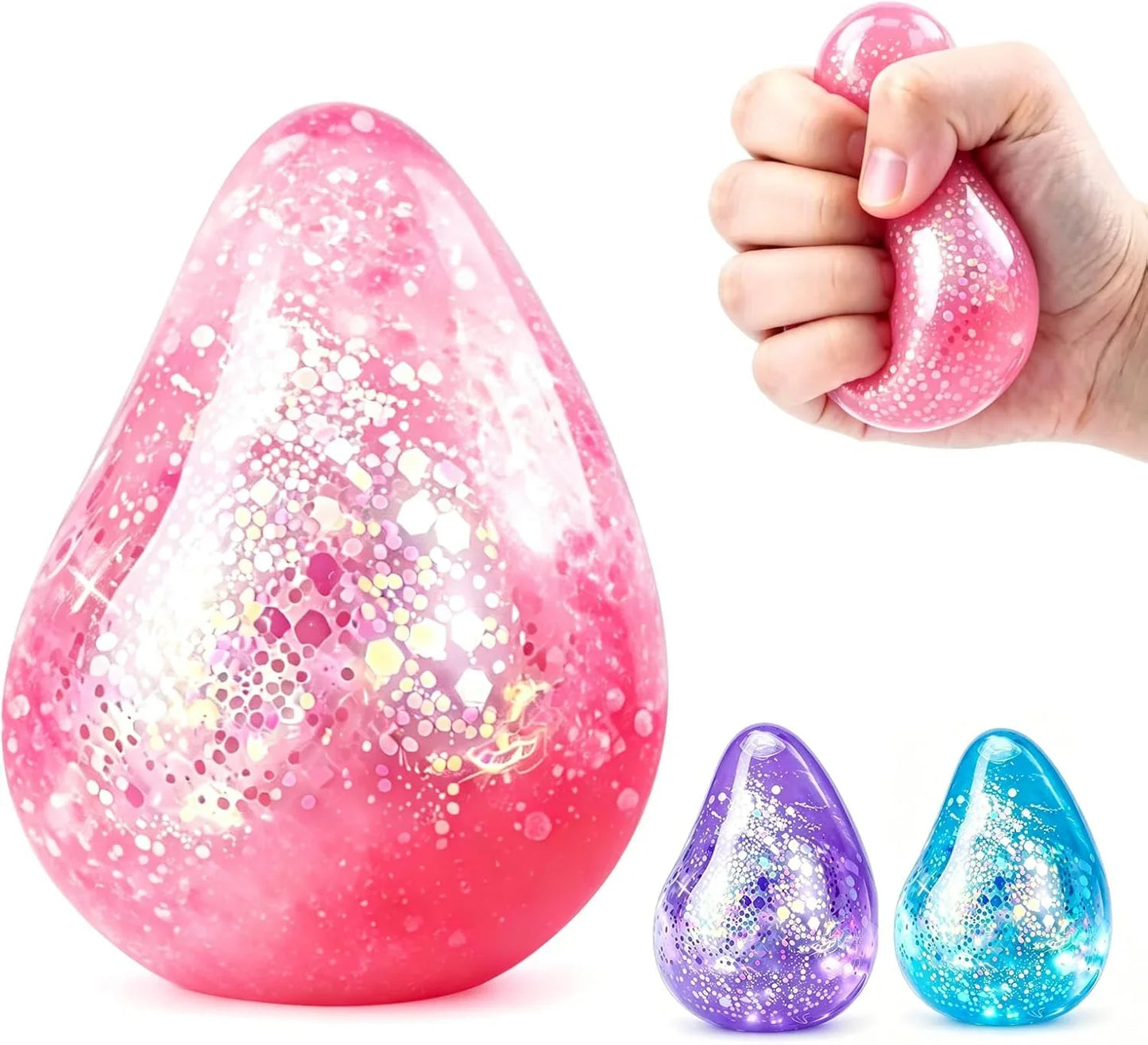 Dream Squishy Drop Fidget Toys Adults, Water Drop Squeeze Toy for Stress Relief, Slow Rising Squishies Sensory Toys with Autism, Malt Sugar Balls Gel Filled Party Favors - Pink - US 3758