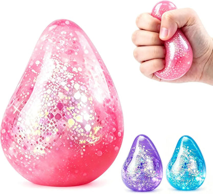 Dream Squishy Drop Fidget Toys Adults, Water Drop Squeeze Toy for Stress Relief, Slow Rising Squishies Sensory Toys with Autism, Malt Sugar Balls Gel Filled Party Favors - Pink - US 3758