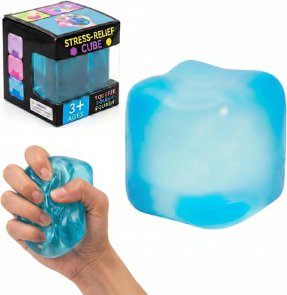 Nice Stress Cube, Squishy Fidget Toy Cubes, Slow Rising Squeeze Cube Balls, Non-Sticky Desk Toy for Relaxation & Focus for Adults, Blue - US 8917