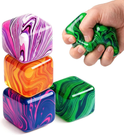 LAHAND 4 Pack Slow Rising Stress Cube,Ice Cube Squishy for Anxiety Stress Relief, Soft Squishy Toys for Party Favors Gifts Classroom Prizes - US 3747