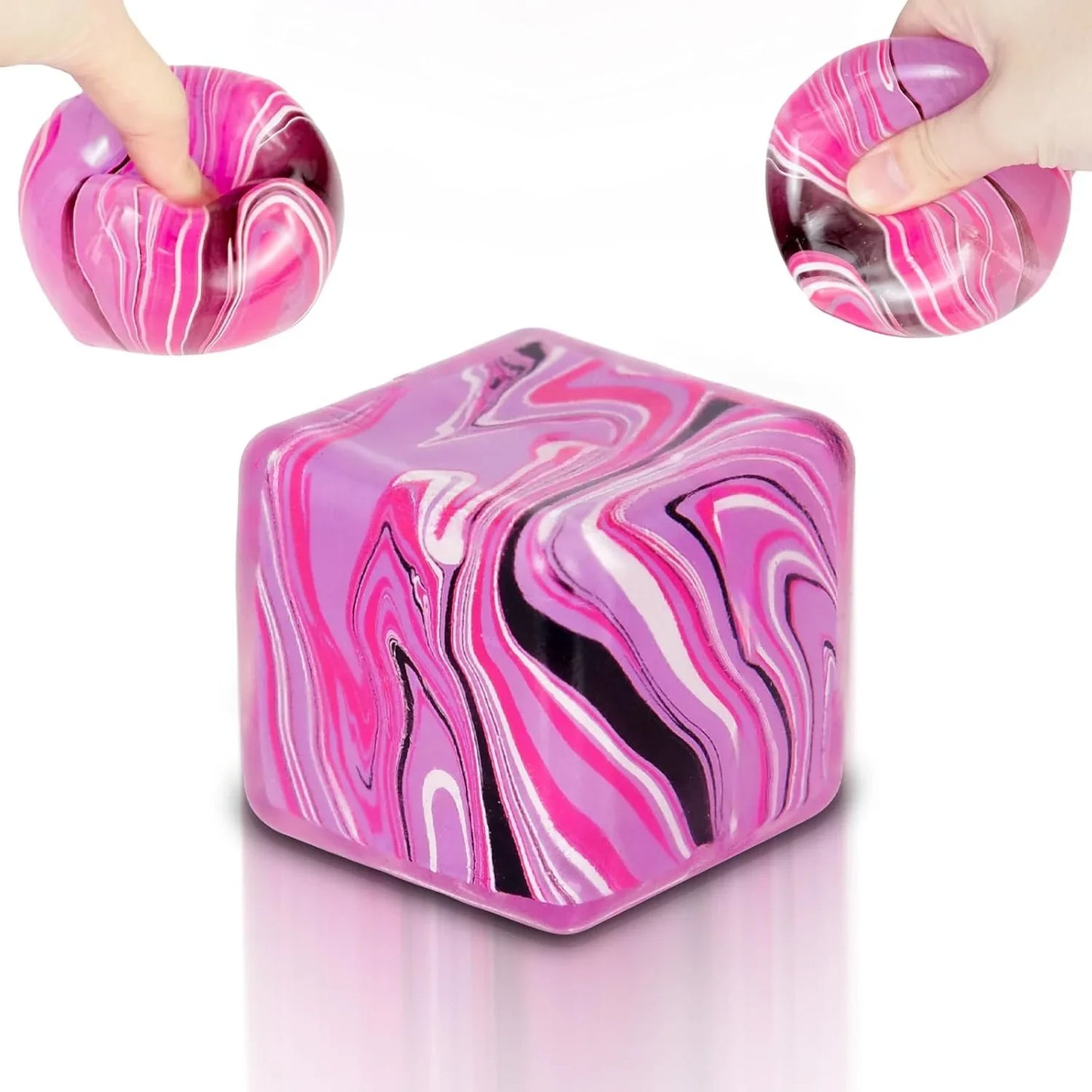 Ice Cube Squishy Fidget Toy Purple Stress Ball Squeeze Toys Stress 5cm(1.97") Veined Ice Cube Squishy Fidget Sensory Toys Kids Youth Adult Puffwize (Pink) - US 9404