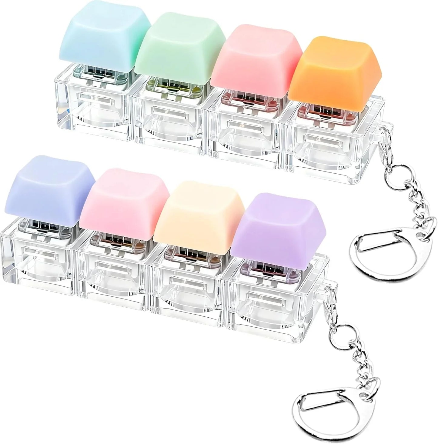 2 PCS Keyboard Fidget Toy, Keyboard Fidget Keychain 4-in-1 Keyboard Decompression Button Finger Clicker Toys, Button Stress Relief Fidget Gifts to Relief Stress (Purple Blue Pink Orange) - US 9891