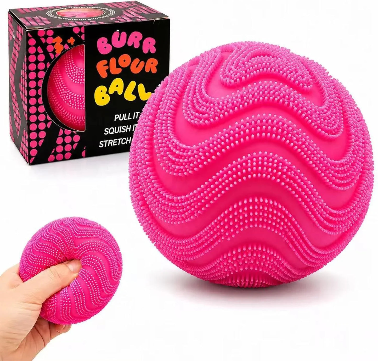 Fuzz Ball Squishy Stress Ball,Soft Fidget Squishy Fuzz Squeeze Ball for Adults,Anxiety Stress Relief Toys,Party Favors Gift for Adults (Pink Ball) - US 8312