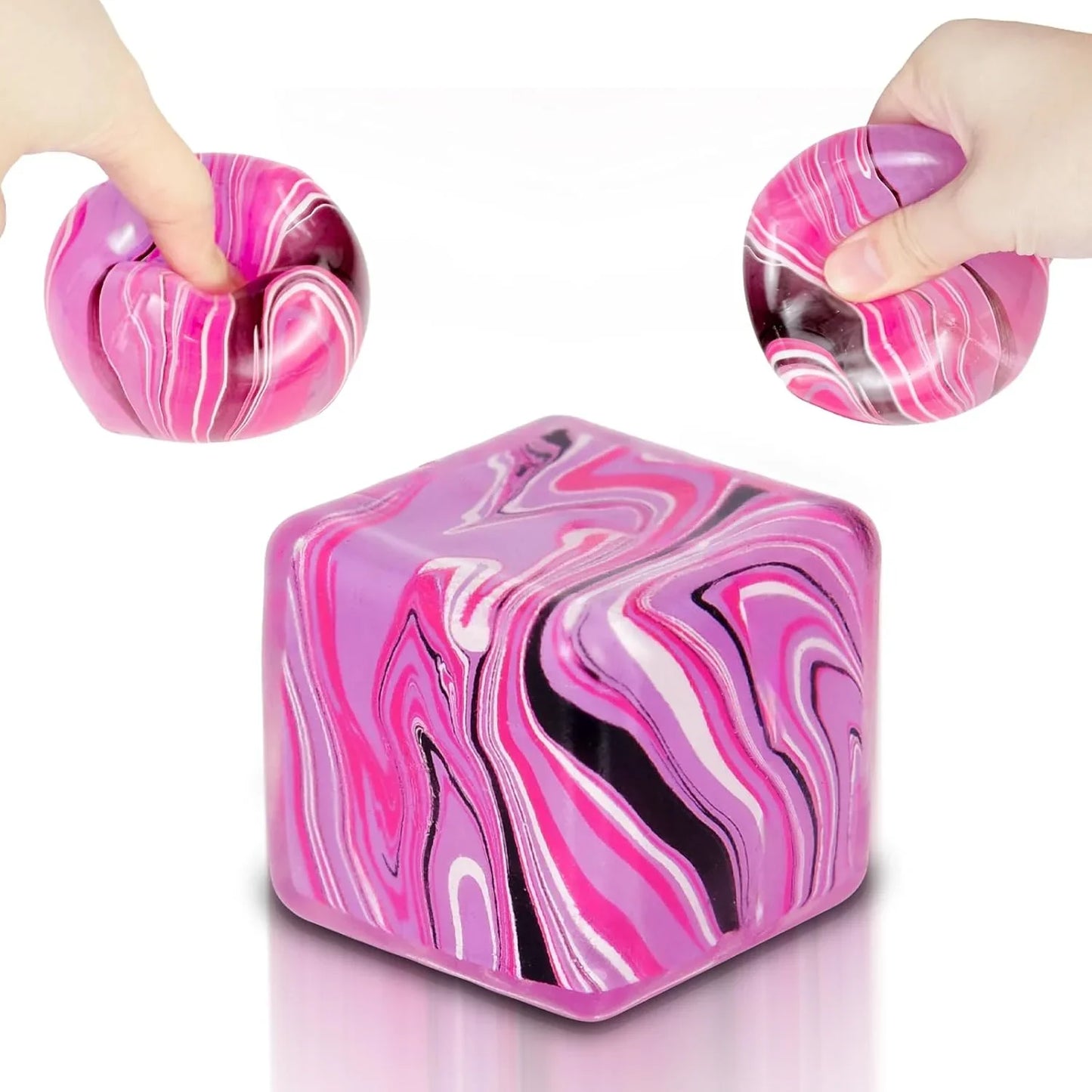 Squishy Fidget Toys Stress Cube, 1.97"*1.97" Stress Balls for Kids Adults Stress Relief, Ice Squishy Cube Sugar Balls, Sensory Toys for Kids with Autism an danxiety Disorder(Pink) - US 9475