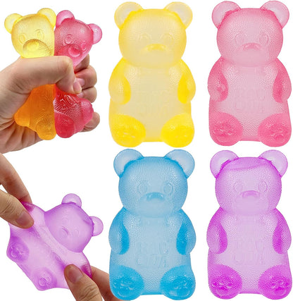 4 Pack Bear & Sugar Ball Designs, Anxiety Relief & Focus Toy, Maltose Filled Squeeze Toys for Sensory Play，Sensory Fidget Toys for Adults, Kids, Slow Rising Squishy Stress Ball - US 6328