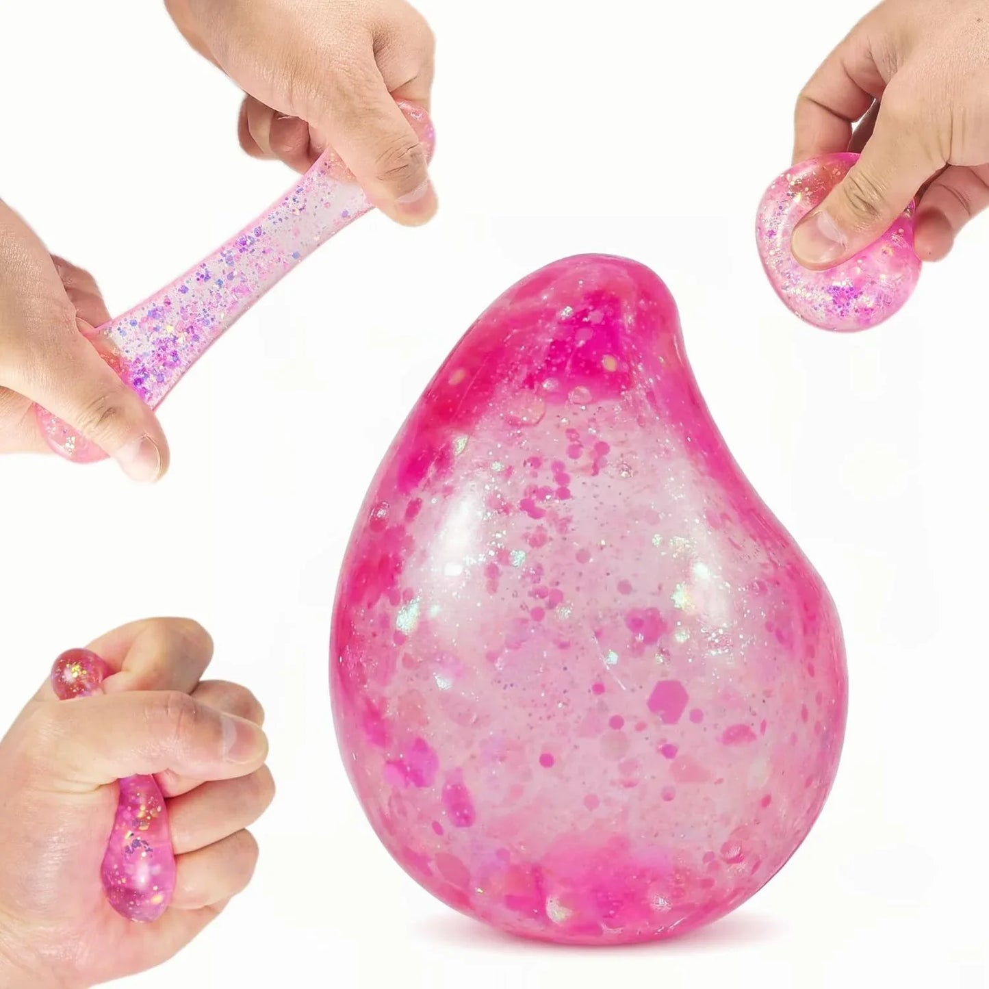 Pink Drop Squishies Sugar Stress Ball, Soft Slow Rise Sugar Fidget Toy, Squishy Squeeze Sensory Stress Ball Fidget Toy for Relaxing, Quiet Classroom Prizes & Easter Basket Stuffers - US 1108