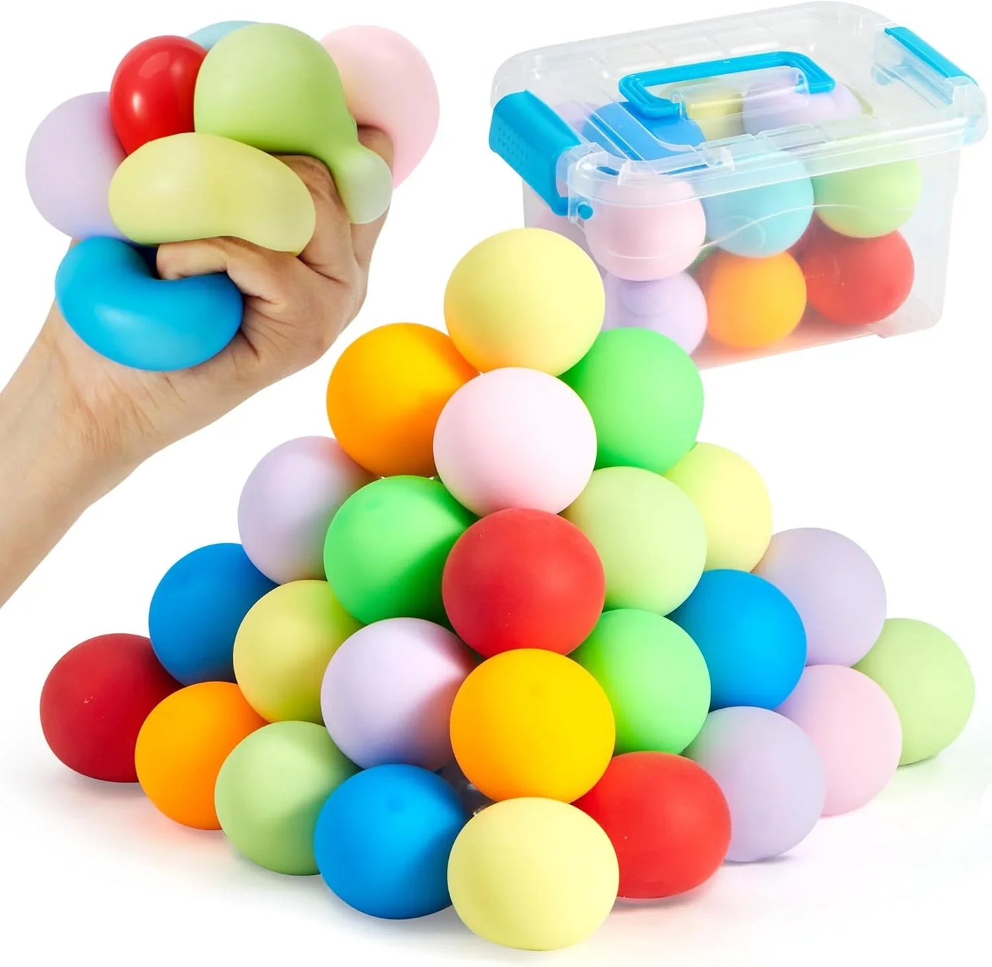 JOYIN 24 Pack Slow Rising Stress Balls, Squishy Sensory Fidget Toys, Hand Therapy Balls for Anxiety Relief, Classroom Prize Box Toys for Kids, Goodie Bag Stuffers, Party Favors - US 3551